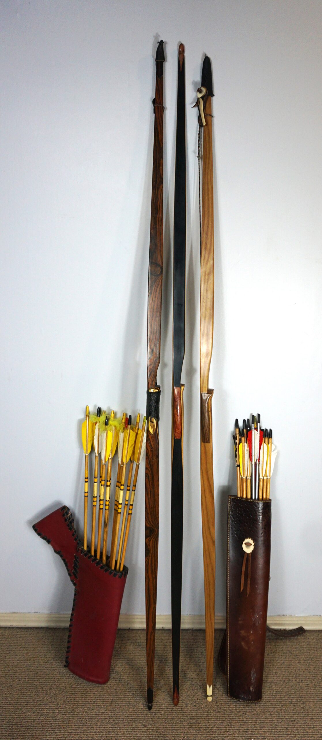 Longbow and arrows